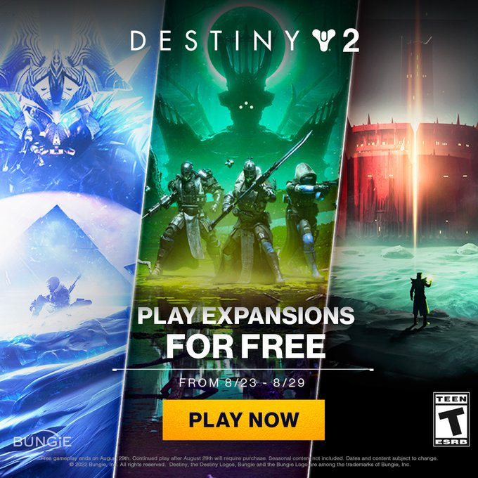 Clanmtks's tweet photo. #Destiny2 

Nunca ha habido un mejor momento para jugar a Destiny 2.

Shadowkeep, Beyond Light y The Witch Queen son GRATIS para todos los jugadores hasta el 30.08.

https://t.co/AaPkwPzDfh

#Bungie #Sony 
#MTKS 💪🔥😷
#PS4 #PS5 #Xbox #PC 

RT &amp; FV https://t.co/jI0BdP2i1d