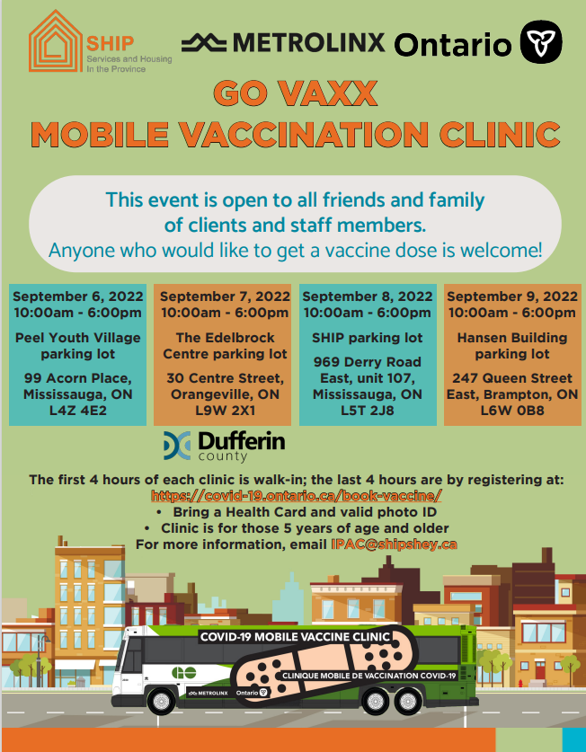 The GO VAXX Mobile Vaccination Clinic is heading to Orangeville on Sept 7 bit.ly/3QS5kDY #DufferinCounty #COVID19