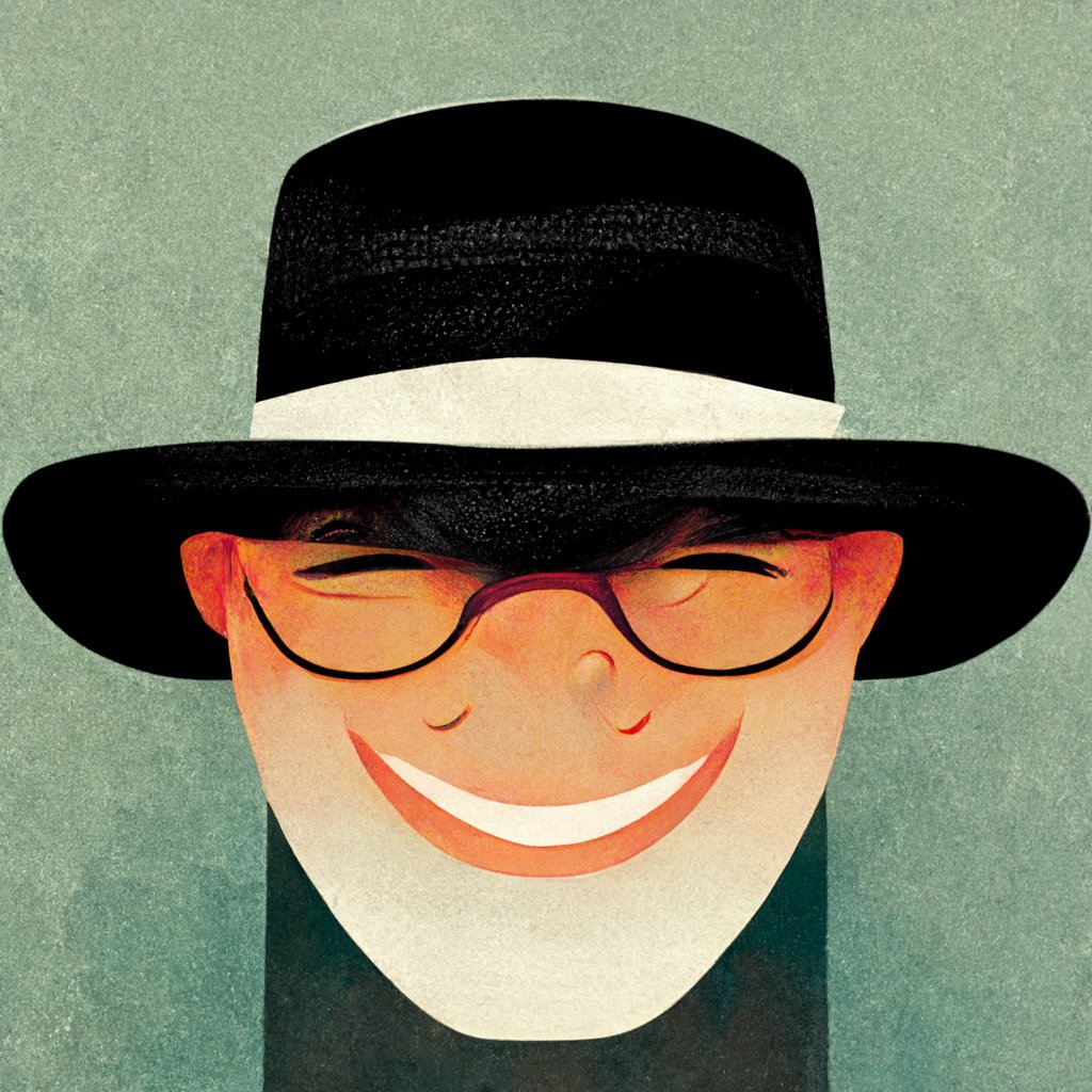solo hat smile 1boy glasses male focus closed eyes  illustration images