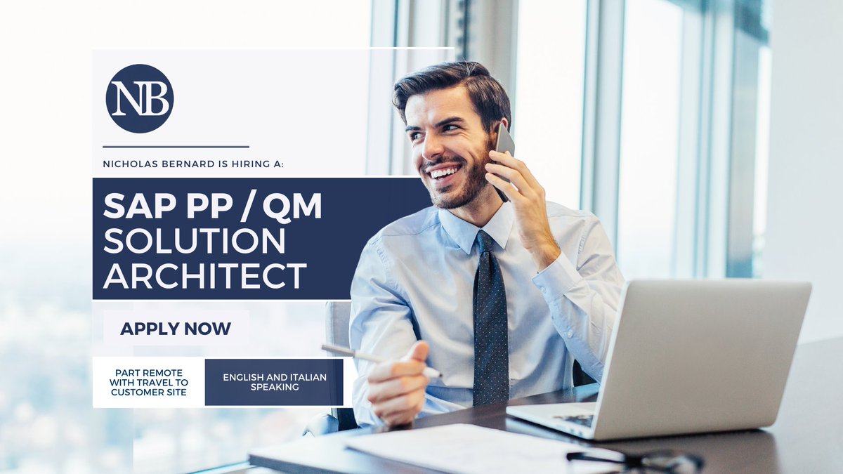 Luiza  is working with a European client to hire a SAP PP/QM Functional Lead Consultant / Solution Architect to join a new S4 HANA project.

📍Location: 50% remote + 50% at customer site (near Monza Brianza)
🗣️ Language: English and Italian

 E: CV@nicholas-bernard.com.