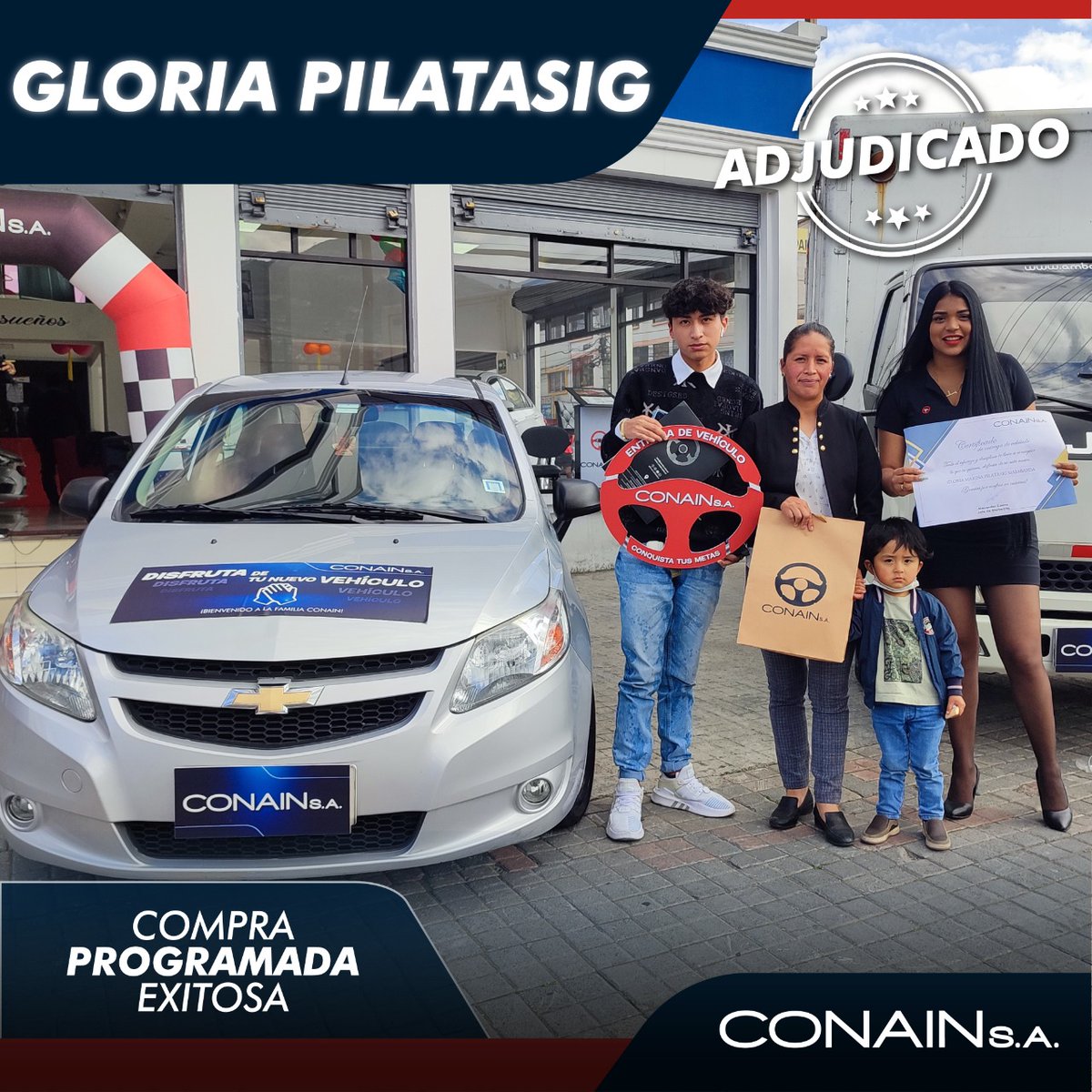 ConainSA's tweet photo. Gloria Pilatagsi es la feliz propietaria de su vehículo #Chevrolet semi nueva, entregada en nuestra hermosa ciudad de Quito.
En #CONAIN #ConquistaTusMetas, cotiza aquí https://t.co/SZCMV8gfbD
#vehiculos #Guayaquil #entregasdeautos #Quito #Manta #agosto2022 #CompraPlanificada https://t.co/SKROhx4yDh