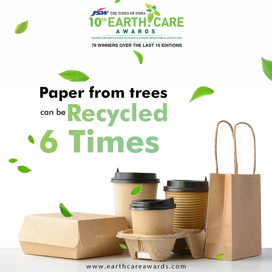 EarthCareAwards's tweet photo. 46% of the paper produced is #recycled. Unlike the infinite recycling of glass, or metal, #paper can be recycled, on average, about 6 times. For responsible #paperconsumption, reusing it on both sides and buying recycled paper (non-chlorinated) is advisable.
#earthcare https://t.co/pwN3RTw7Ii