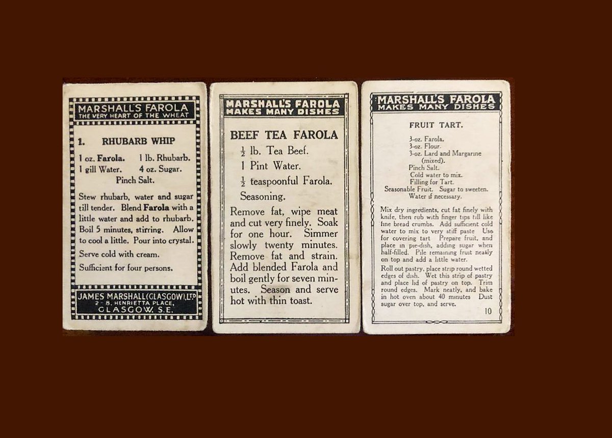 RachelFrankel's tweet photo. Latest addition to the collection: if you have the good fortune to live in #Scotland you can still buy Marshall’s Farola @marshallsmac but 100+ years ago you could ALSO exchange cards in the wheat packet for FREE GIFTS
Plus, amazing recipes: #rhubarb whip, #beeftea … ❤️ https://t.co/9IqV4LxpPC