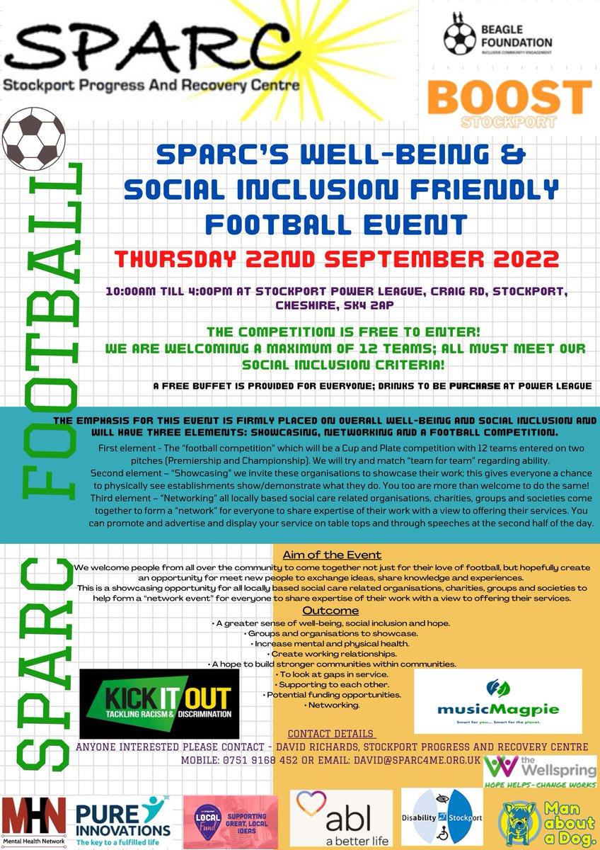 GET INVOLVED - Well Being Football event in Stockport #stockport #football