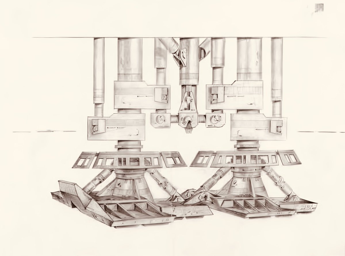 DesigningFilm's tweet photo. Art Director Harry Lange’s design drawings for the Millennium Falcon’s landing gear. So much consideration and thought to making the Star Wars universe have a sense of real engineering and believability. #StarWars #MillenniumFalcon #DesignDrawing https://t.co/ou3EnCzQLi