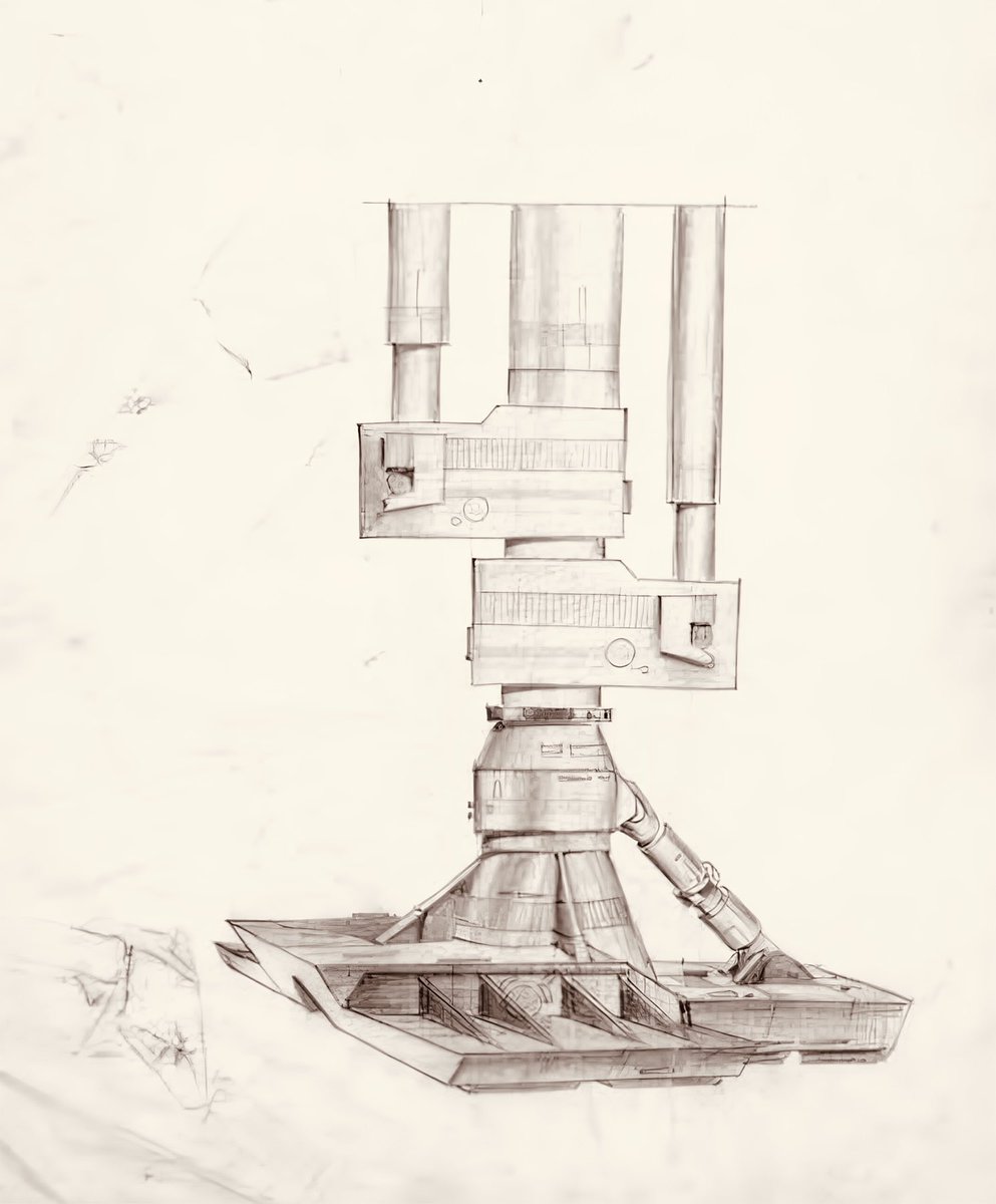 DesigningFilm's tweet photo. Art Director Harry Lange’s design drawings for the Millennium Falcon’s landing gear. So much consideration and thought to making the Star Wars universe have a sense of real engineering and believability. #StarWars #MillenniumFalcon #DesignDrawing https://t.co/ou3EnCzQLi