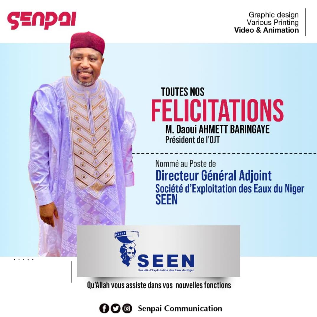 AssmaneNabirni's tweet photo. #Qu'Allah vous assiste camarade Président du Bureau Exécutif National de l'OJT Daoui Ahmett Baringaye. 
#Excellente mission à la Direction Générale de la société d'exploitation des eaux du Niger SEEN, un autre défi pour l'État Nigerien le secteur de l'eau. https://t.co/Om5rtkt1qp
