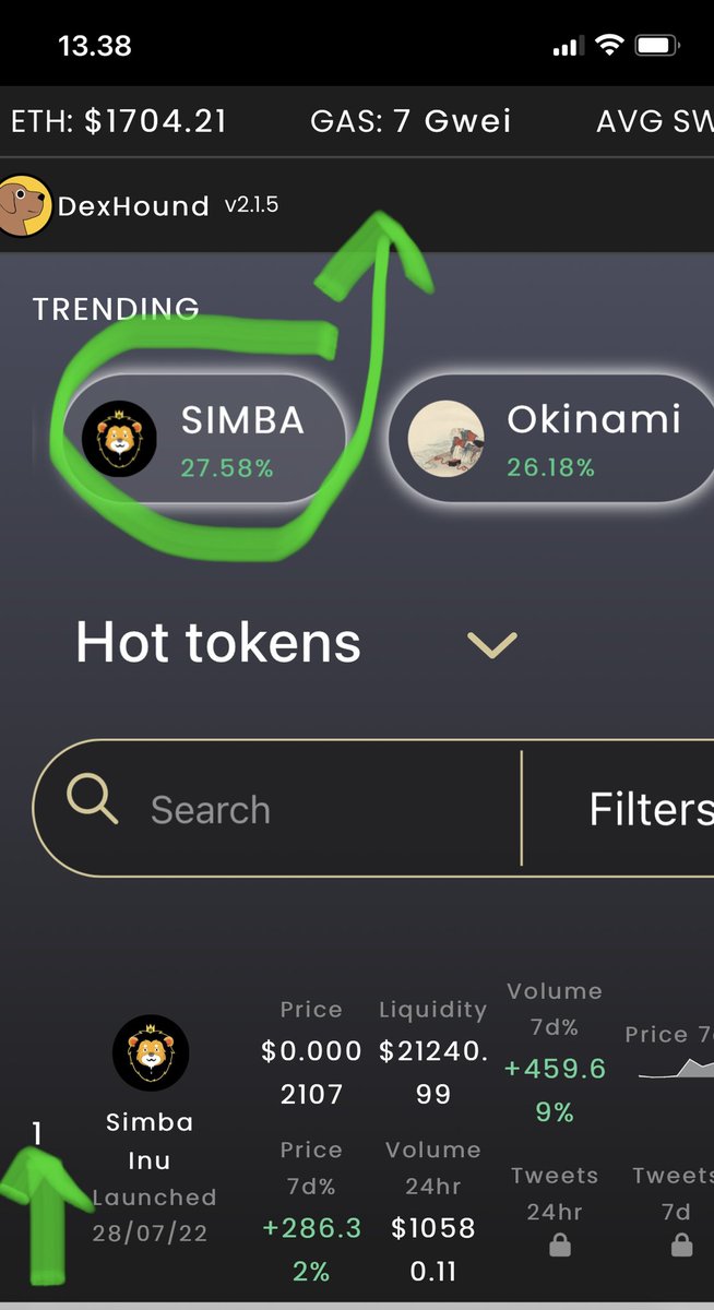 weepeli's tweet photo. @dexhoundcom is a wonderful service. What makes it especially wonderful rn, is the fact that $SIMBA INU is both TRENDING and number ๐ฅ HOTTEST TOKEN.
A LOT going on at $SIMBA - I canโt tell all, but letโs say: โWen marketing?โ will be a foregone question soon.
$HOUND #dexhound https://t.co/Yi06WoM44O