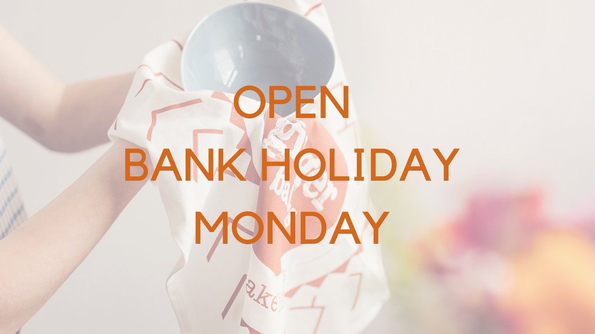 We're open as usual bank holiday Monday, 09:00 - 16:00.