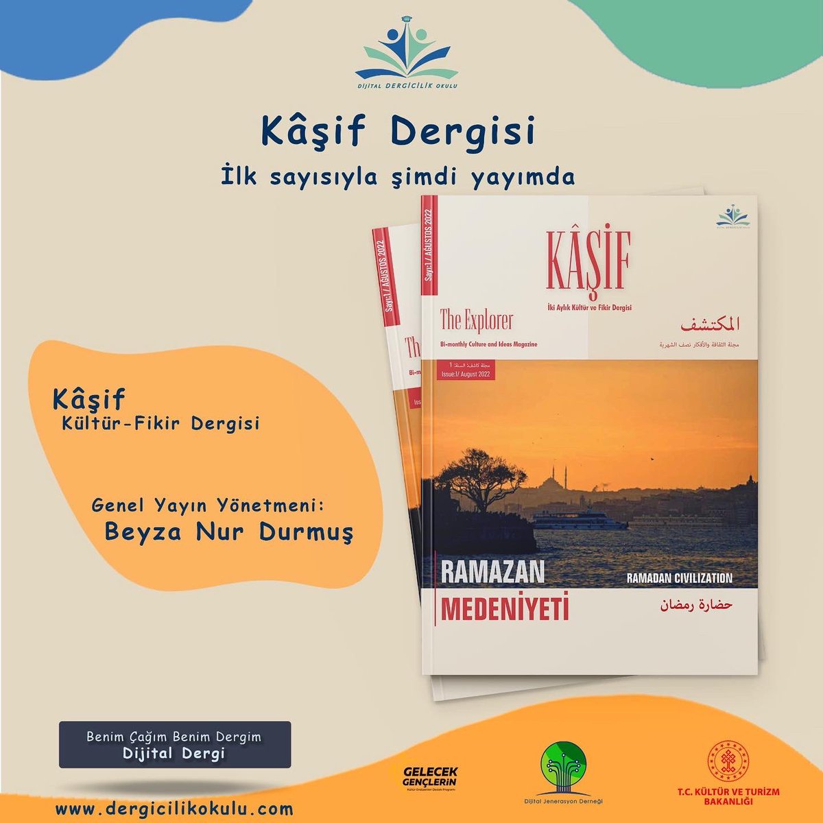 Yeni Dergi👏🎉 Yeni Editör🥳

Dijital Dergicilik Okulu öğrencisi Beyza Nur Durmuş Kâşif adını verdiği kültür-fikir dergisi ile yayım hayatına yeni bir dergi kazandırdı.

Genel Yayın Yönetmeni: Beyza Nur Durmuş

Kâşif Dergisi
Sayı: 1, Ağustos 2022
Kültür-Fikir Dergisi