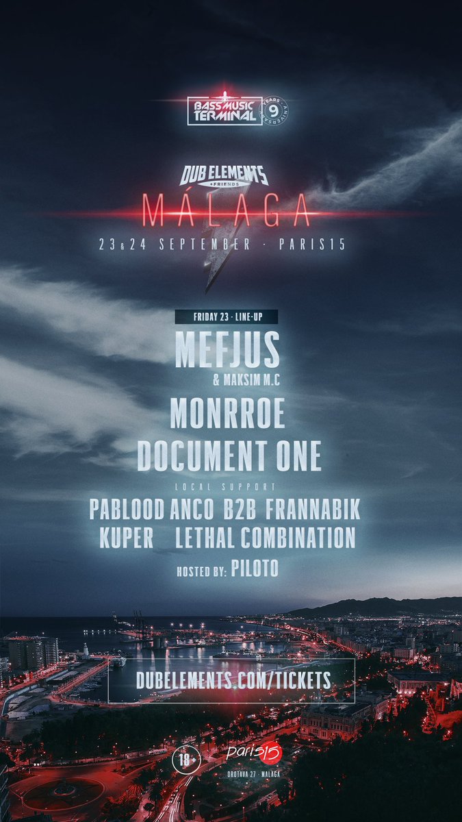 Paris15Malaga's tweet photo. 🔺 Los días 23 & 24 de Septiembre, @BassMusicT presenta una cita doble encabezada por @DubElements
Os dejamos con la distribución de días.
🎟️ Entradas disponibles en @MonsterTicketES
#paris15malaga #bassmusicterminal #dubelements #drumnbass #malaga https://t.co/8JQyufRzmP