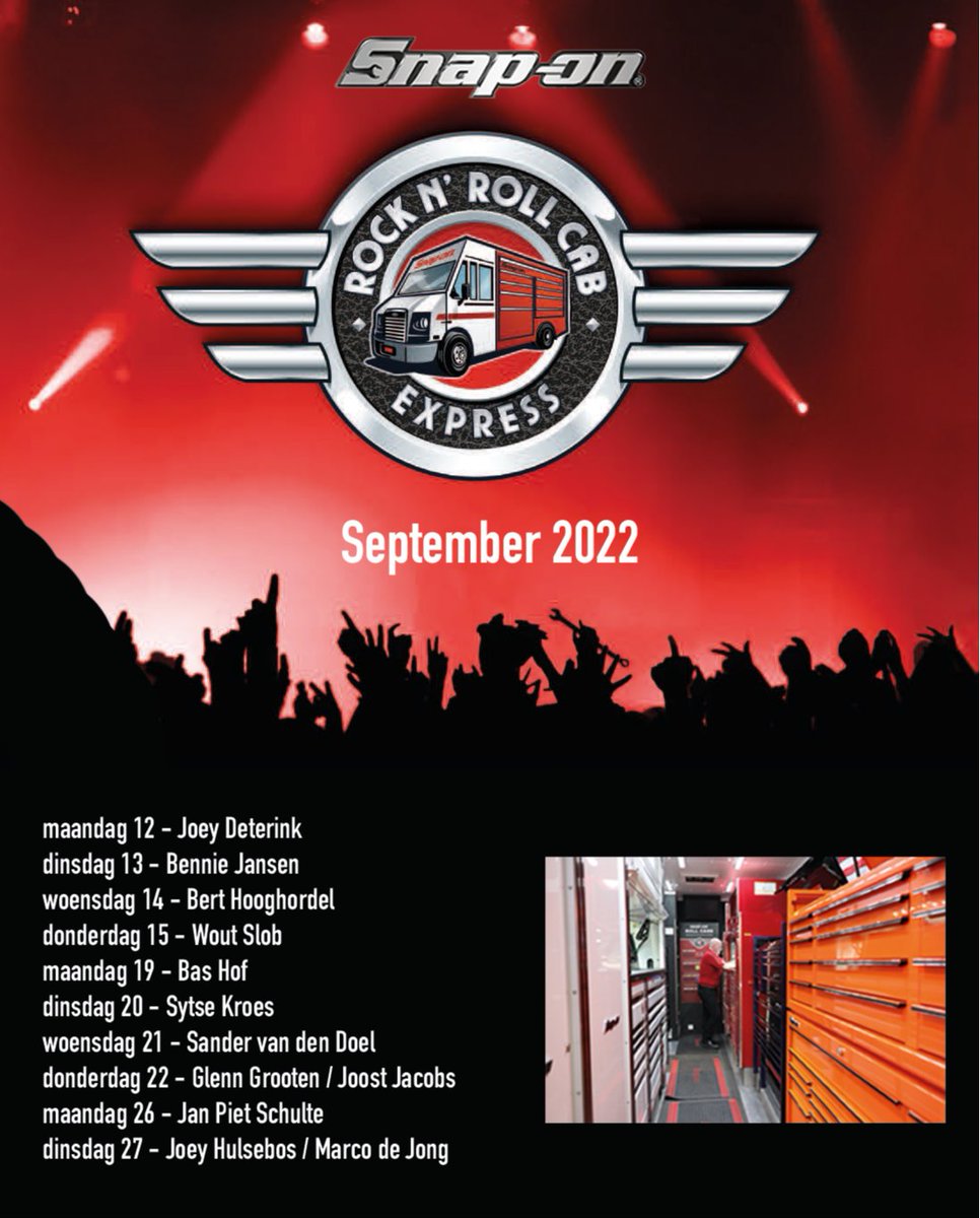 SnaponBenelux's tweet photo. Stel samen met uw Snap-on franchisenemer uw ultieme gereedschapswagen samen in de Snap-on UK Rock ’n Roll Cab Express van Alan MacNeill! De truck staat boordevol voorbeelden van de sterkste en beste opbergmogelijkheden! https://t.co/AUXWzk8AbL https://t.co/mln8Jfw32l