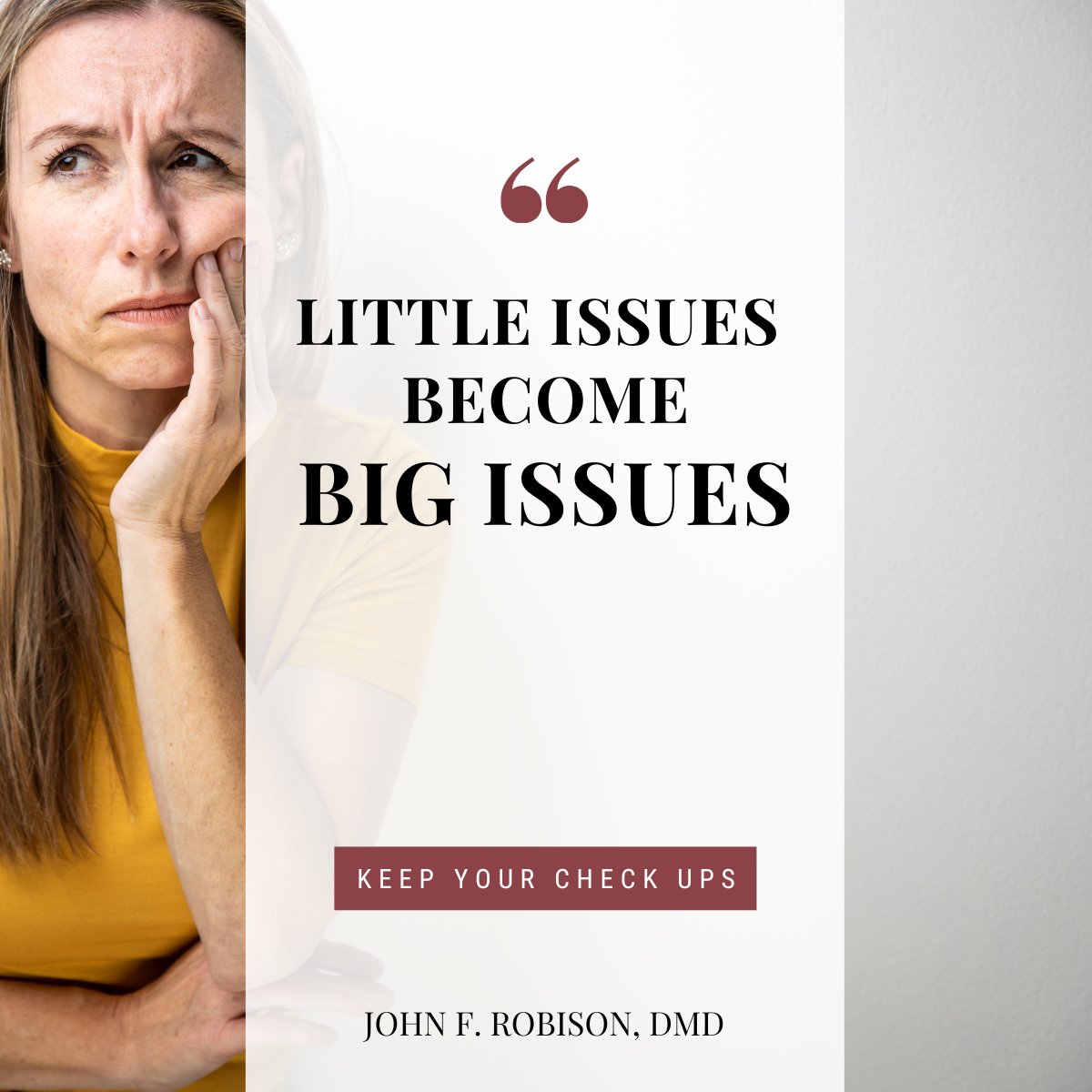 We can discover issues in your mouth before they become big issues! See how Dr. Robison can help: ow.ly/c6bQ30soQam