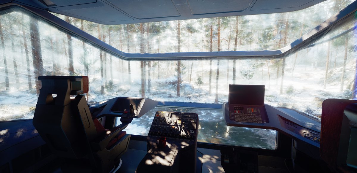 LightyearsGame's tweet image. Here's out finalized spaceship with living interior that will serve the player as a home base. The landing on Glacier IV was a little rough, so the player will need to make the ship capable of flying again. Kudos to Vattalus, our hard surface artist! #screenshotsaturday #UE5