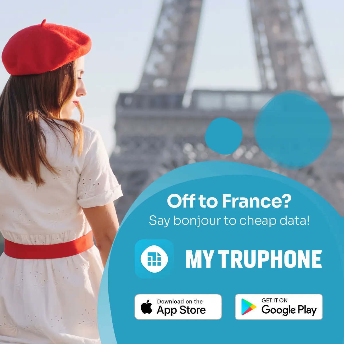 Say bonjour to cheap data!
Double your data with MyTruphone: get 4GB when you purchase any 2GB plan. How? It's simple. Just download the MyTruphone app from the Apple App Store or Google Play Store, download a shiny new eSIM profile and enjoy. C'est manifique!
#holiday #cheapdata