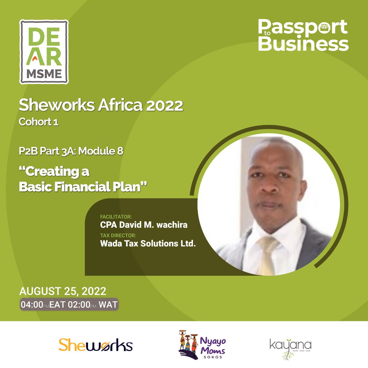 kayana_kenya's tweet photo. This week @SheworksAfrica Cohort 1.0 is going through our platform Passport To Business Module 8 : ‘Creating A Basic Financial Plan’.
Our facilitator, David Mureithi Wachira, has a vast experience in dealing with cross-border tax issues across the globe.
#LearnwithKayana https://t.co/TKVL4jEzjx