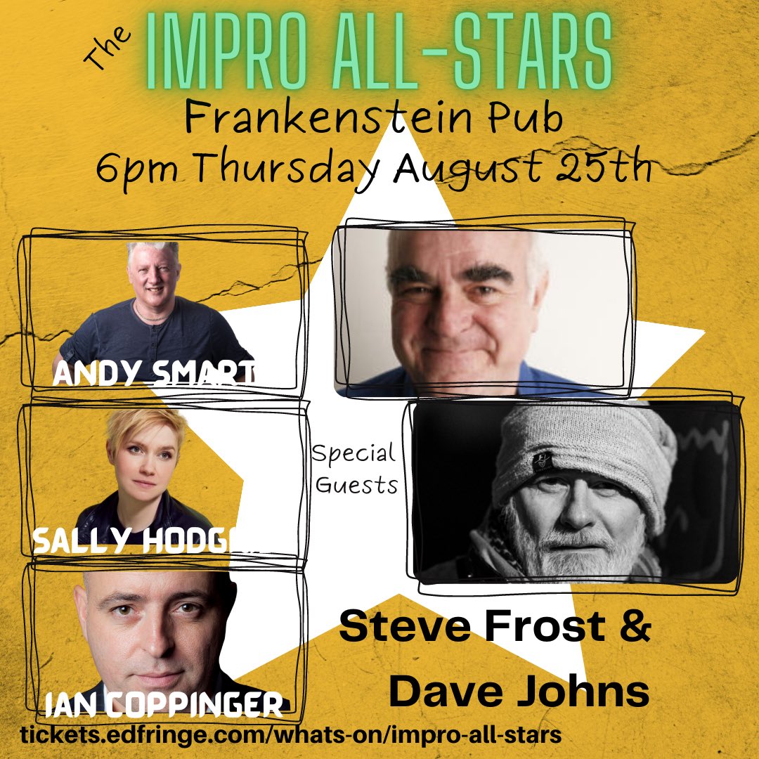 iancoppinger's tweet photo. This is really going to be a one off, Steve Frost and @davejohnscomic will both be joining us today
Tickets
https://t.co/t1Lx3eWF6s
@AndyCSP @sallyhodgkiss @frankensteinpub @edfringe
#comedy #edinburghcomedy #edinburghfringe https://t.co/crXVg3nhIx
