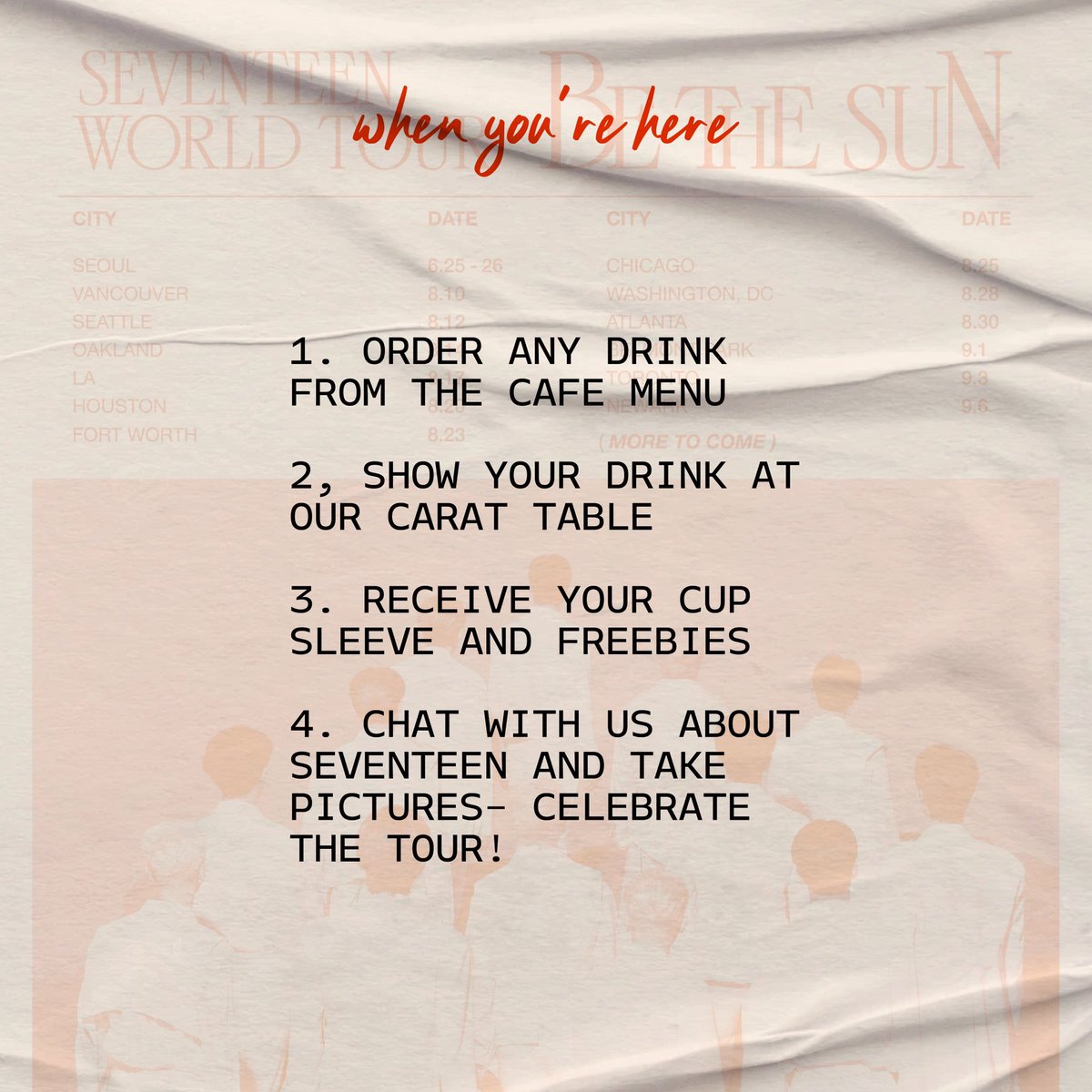 usagaincarats's tweet photo. Hi Carats! 
@nyc_svt @bookwannies and I will have a #SEVENTEEN #bethesun cup sleeve event at Grace Street Cafe on 9/5.
#세븐틴 @pledis_17 https://t.co/slPKlY5z6h