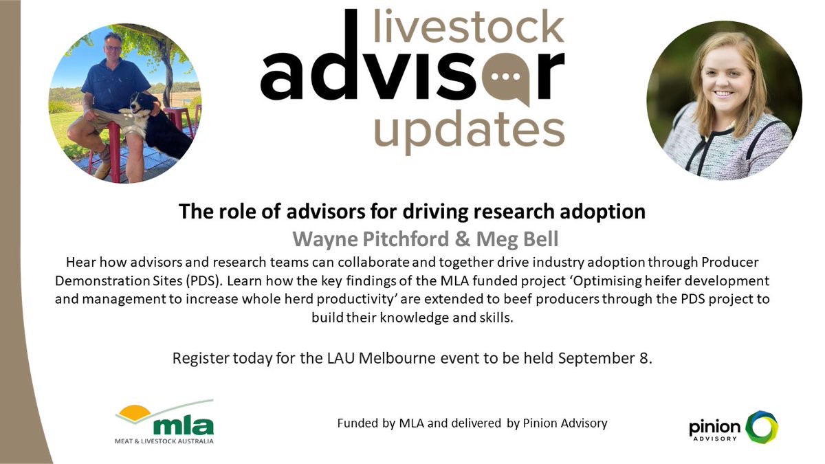 livestockadvise's tweet photo. Ticket sales closing Monday for LAU Melbourne, get yours today. Don't miss the opportunity to hear Wayne Pitchford and Meg Bell's case study of extending research outcomes through Producer Demonstration Site projects. https://t.co/kchPTiNJTR https://t.co/c8L50AdJLK