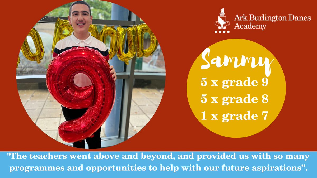 ArkBDA's tweet photo. Well done Sammy on your fantastic results! We're so proud of you and looking forward to helping you realise your ambition of becoming a doctor when you return for 6th form in September! https://t.co/cy7aY8FP7q