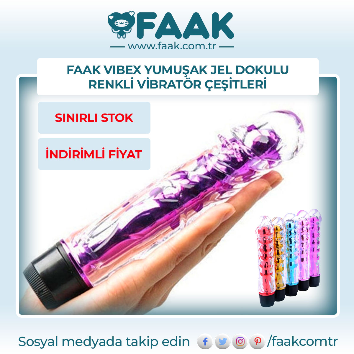 faakcomtr's tweet photo. FAAK Vibex Yumuşak Jel Dokulu Renkli Vibratörler.
Sınırlı sayıda stoklarda, indirimli fiyatlarla tükenmeden alın! https://t.co/BrBCDW2a9f

#faak #sexshop #sexoyuncakları #vibrator #fantezi #fantasy #zevk #ask #kadın #cinsel #arzu #saglik #mood #sex #ciftler #ciftfantezi #seks https://t.co/NGsRDOiyci