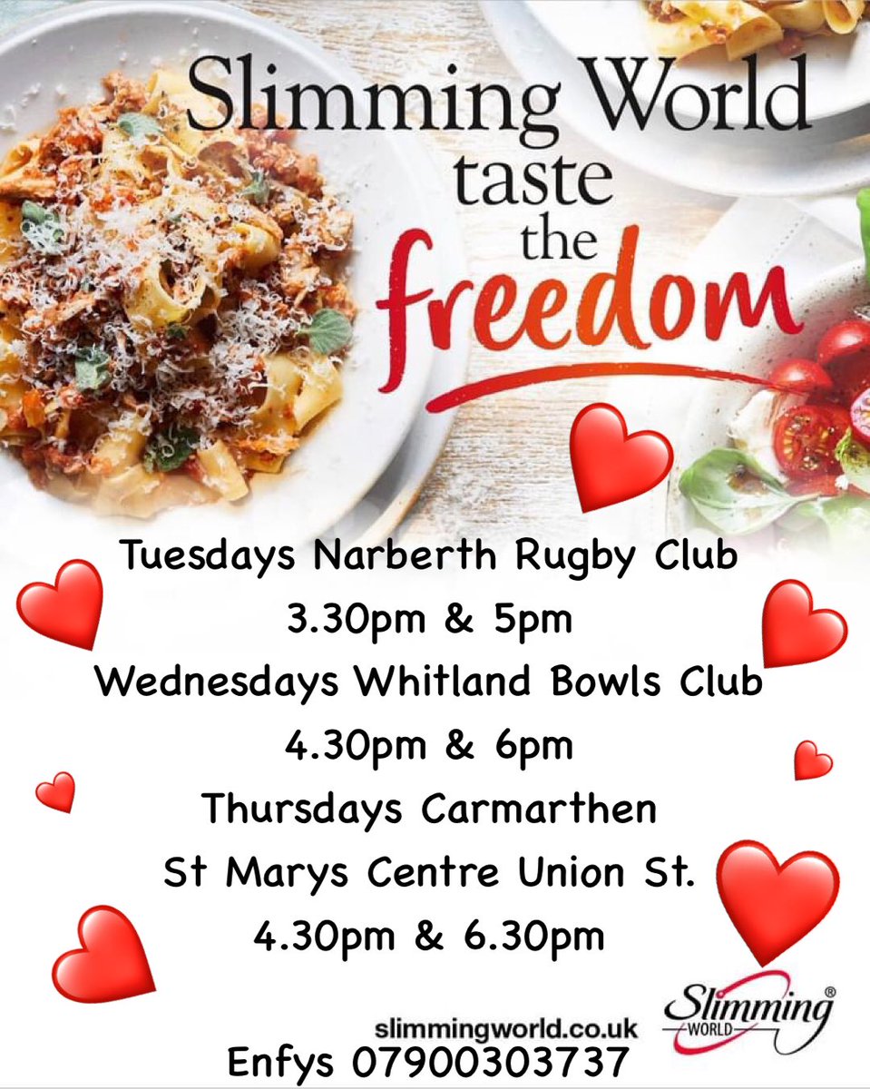 EnfysSlimWorld's tweet photo. Want to shed a few pounds? Lose weight and feel great, join my @Carmarthen @SlimmingWorld group tonight 4.30pm or 6.30pm No booking needed at our warm and Friendly Community groups #whatdiet #foodoptimise #familyfriendly #slimlikeaman #notjustforgirls https://t.co/4bULDoh8iG