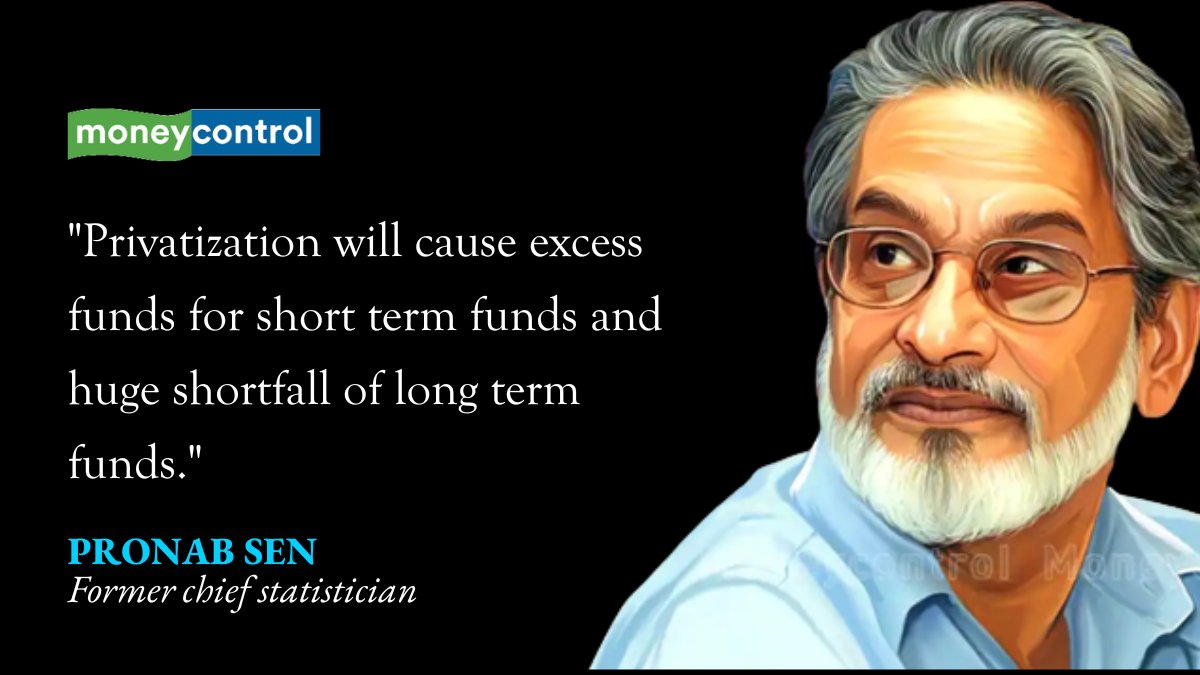 moneycontrolcom's tweet photo. Fomer chief statistician Pronab Sen said that privatization will cause excess funds for short term funds and huge shortfall of long term funds.

Here's the complete interview 👇
https://t.co/vGw44e3pMs

#Privatization #Bank #PronabSen https://t.co/sLiahUy9xm