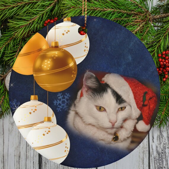 Cat Christmas Ornament Gift For Cat Lovers Tuxedo etsy.me/3w2I2QK #catornament #christmasornament #catlovergift #customcatornament @etsymktgtool