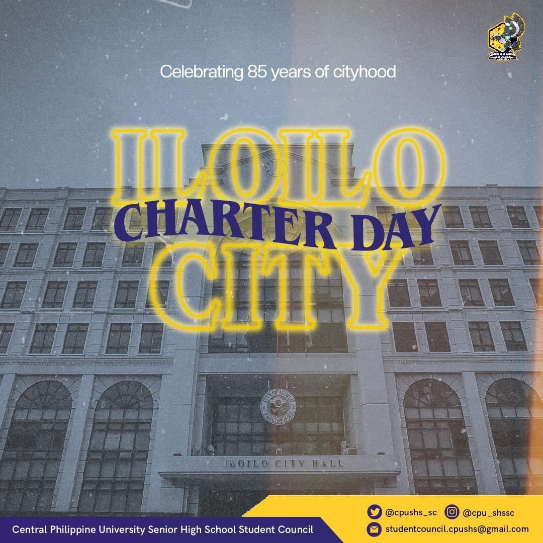 cpushs_sc's tweet photo. ANNOUNCEMENT! 📣

Iloilo City Charter Day is a special non-working holiday!

This year is the 85th Charter Day commemoration which falls on a Wednesday. Iloilo City Mayor Jerry P. Treñas has announced that the city will once again be observing a virtual celebration for this event https://t.co/hdTnBQddwU