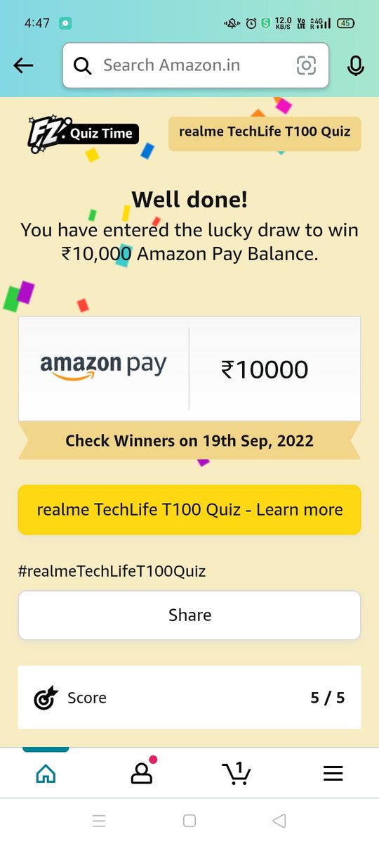 Jeyasurya03's tweet image. I played this interesting Quiz on Amazon-Play games at Amazon FunZone  @amazonIN @realmeIndia @realmeTechLife #realmeTechLifeT100 #ListenInFullColour