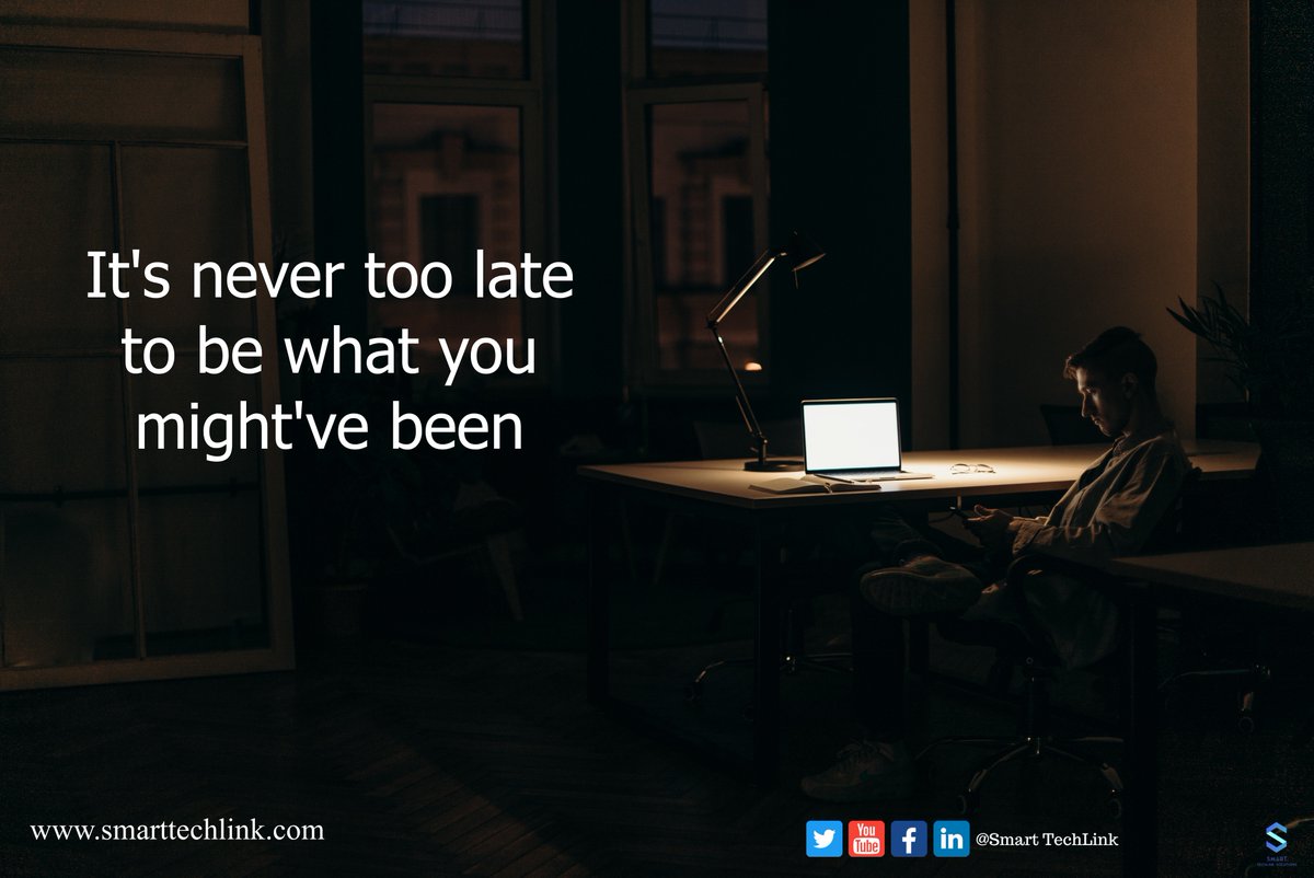 SmartTechLink's tweet image. It&apos;s never too late to be what you might&apos;ve been.
.
.
.
 #SmartTechLink #smarttechlinksolutionsinc #STS #CanadaJobs #USAJobs #ITJobs #contact #IT #Staffing #recruiter #USArecruiter #CanadaRecruiter #nevertoolate