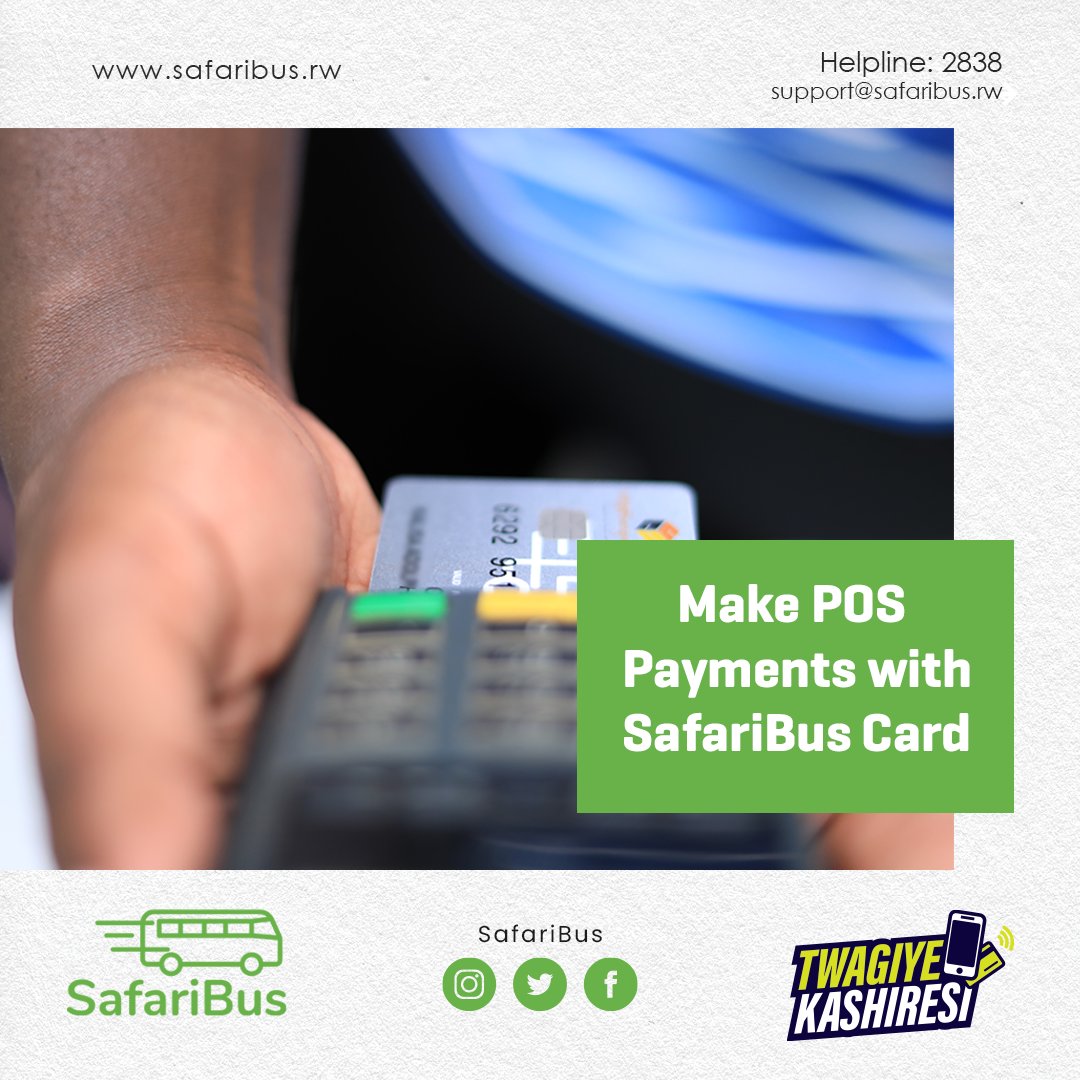 safari_bus's tweet photo. Enjoy paying for groceries, dinner, fuel, and other products/services using SafariBus card. Get yours now at your nearest branch or call 2838 for assistance. #SafariBusCard #TwagiyeKashiresi #IkoraByose https://t.co/TcNXEYx3tM