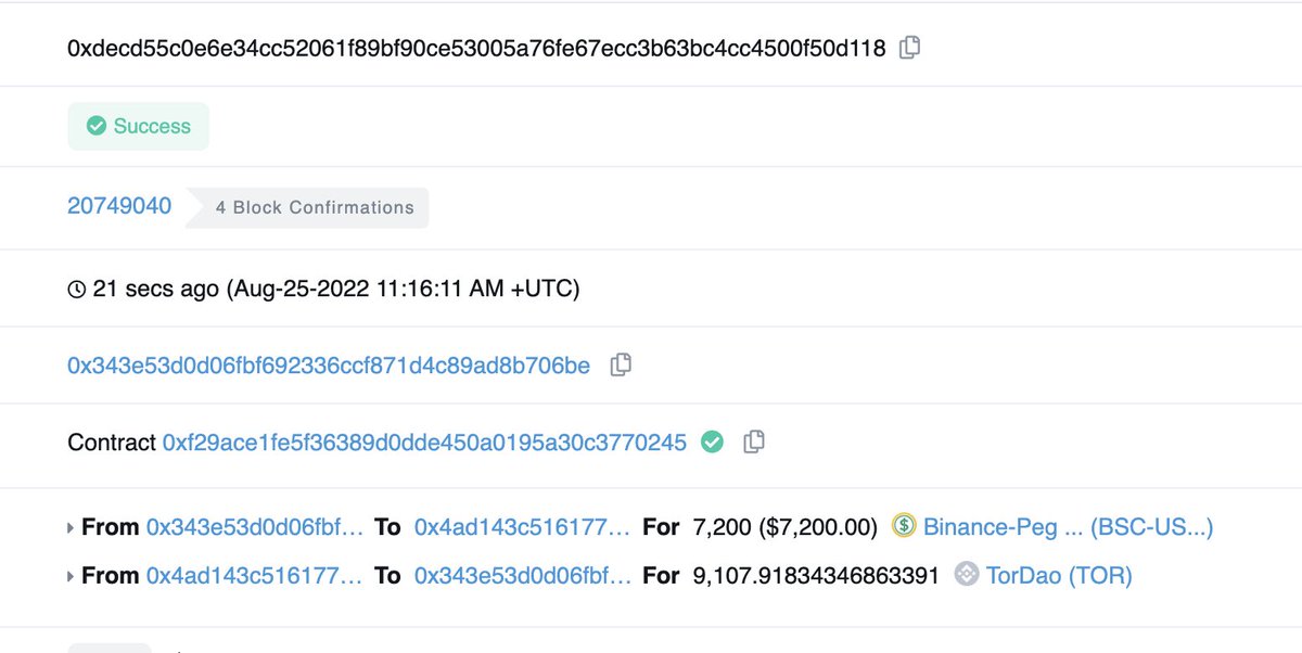 Tor_DAO_'s tweet photo. 📢The repurchasing and destruction of the #Tor for today have been completed.  

✅The total repurchasing value is 7200 USDT. 
✅The destruction amount is 9107 #Tor. https://t.co/fT8wFBc4mZ