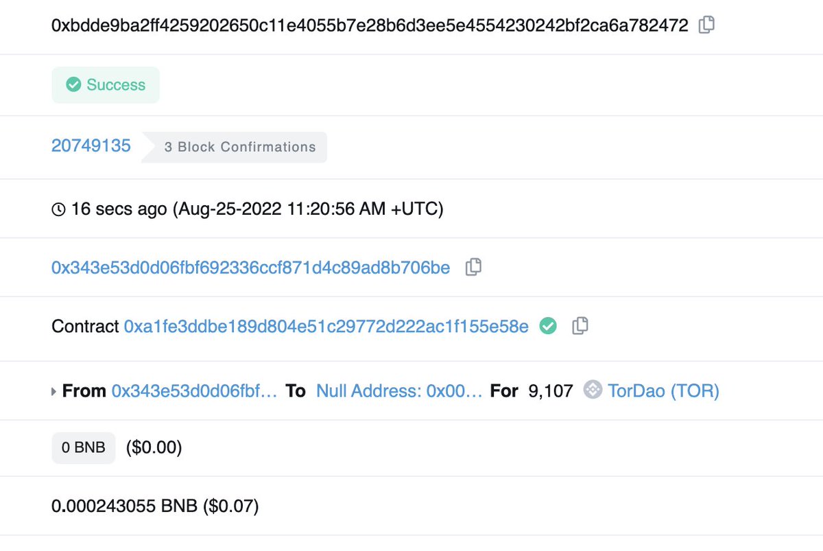 Tor_DAO_'s tweet photo. 📢The repurchasing and destruction of the #Tor for today have been completed.  

✅The total repurchasing value is 7200 USDT. 
✅The destruction amount is 9107 #Tor. https://t.co/fT8wFBc4mZ