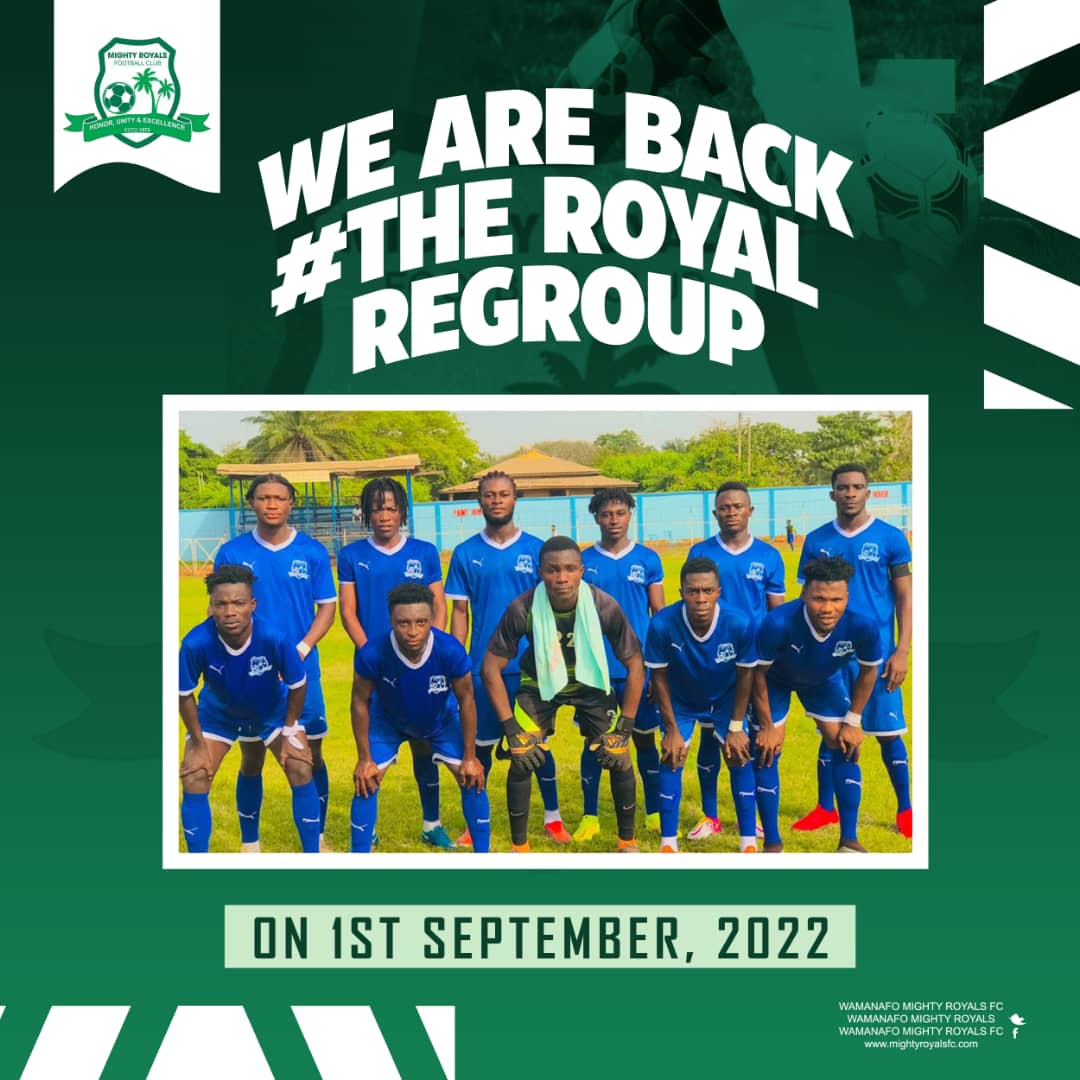 💚🤍💚#ROYALSREGROUP💚🤍💚
 Official Pre Season Kick Starts on 1 September, as we begin preparations for the upcoming <a href="/DivisionOneGH/">🇬🇭 Access Bank Division One League</a> 2022/23 season.  
 Rejuvenated Team, Great Season Ahead🤛🏾 
#THEROYALS