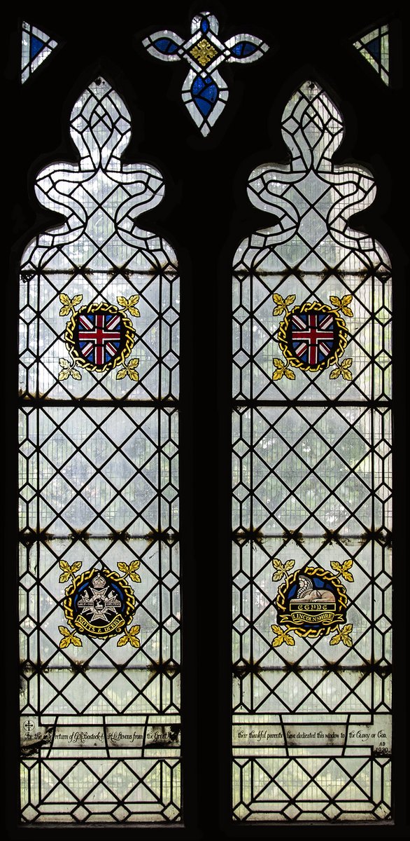 In our Lady Chapel a Boys Brigade window remembers former members lost to war; &amp; a thanksgiving window given by the parents of two sons who survived the Great War Discover more <a href="/StMMHucknall/">St Mary Magdalene</a> this #StainedGlassSummer bit.ly/3bAQ4vI #ExploreChurches #HistoricChurches #NG15