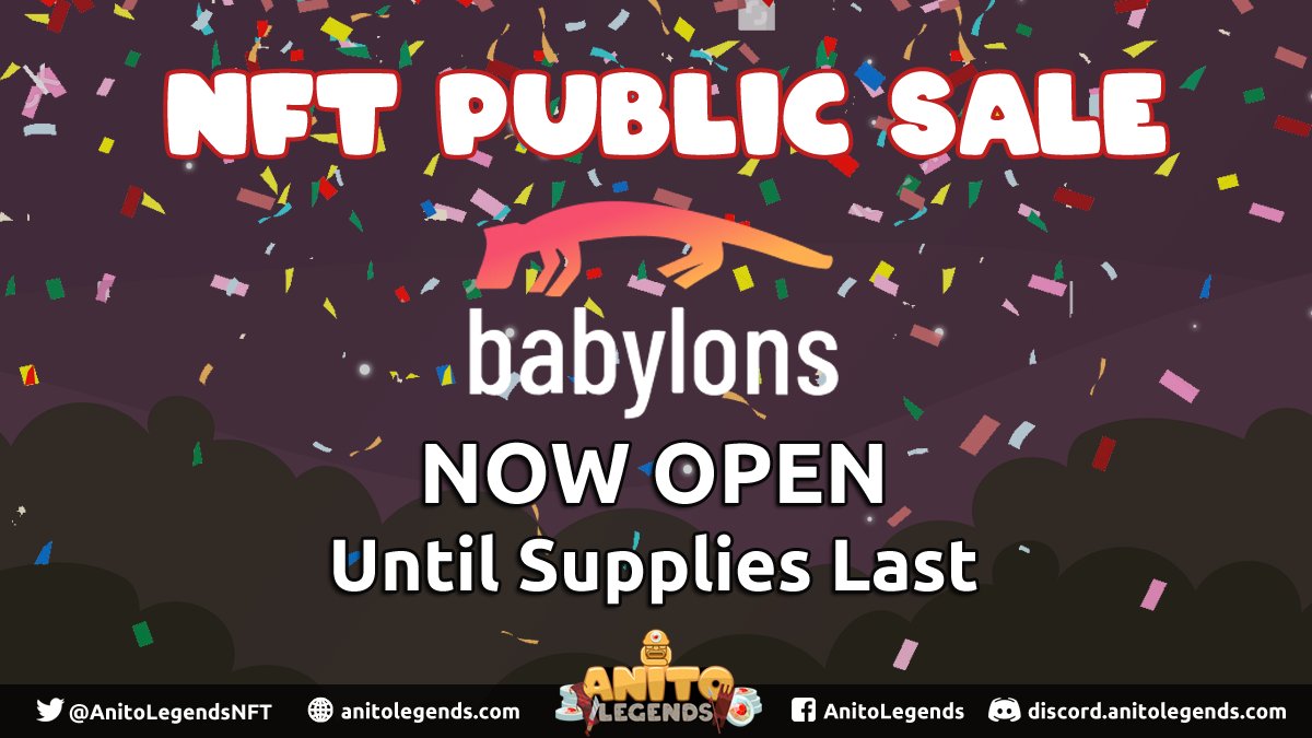AnitoLegendsNFT's tweet photo. 📢 BIG NEWS, AnitoFam!!! 📢

The @BabylonsNFT public sale has just started! 🚀🚀🚀

That's right! This time, ANYONE can buy Anito NFT common boxes-- until supplies last, of course. 😅

Check it out here: https://t.co/ayxnCf7y0I

#AnitoLegends #PlayAndEarn #GameFi #CryptoPH https://t.co/VxWEu8XbK1