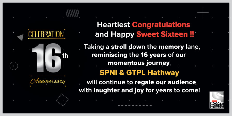 SPNDistribution's tweet photo. Many Congratulations to the whole team at GTPL Hathway celebrating their #Spectacular16!
As always @GTPLHathwayLtd & SPNI will continue to entertain & enthrall our audiences with love, laughter & joy for years to come!
#Sweet16 #CelebratingPartnership #ForeverToGo #thankyou https://t.co/GrwGloCiPZ
