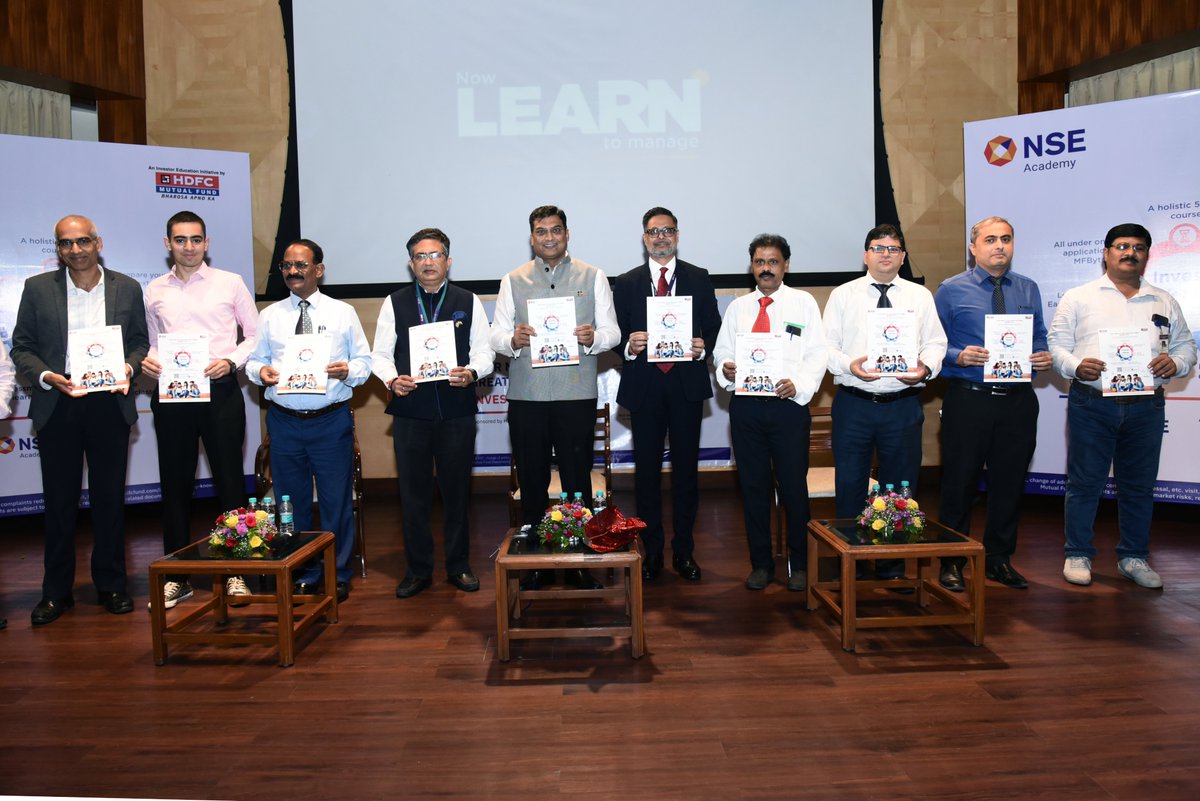 NSEIndia's tweet image. @NSE_Academy with HDFC AMC (@hdfcmf) launched first-of-its-kind program &apos;Invest-verse: An Introduction to the World of Investing&apos; for next-gen investors, in presence of our MD &amp;amp; CEO Mr. @AshishChauhan, Mr. Navneet Munot, MD &amp;amp; CEO HDFC AMC &amp;amp; Mr. Abhilash Misra, CEO NSE Academy