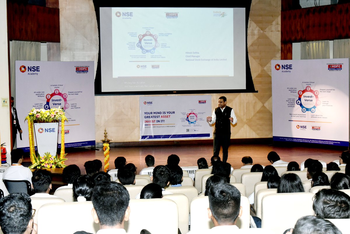 NSEIndia's tweet image. @NSE_Academy with HDFC AMC (@hdfcmf) launched first-of-its-kind program &apos;Invest-verse: An Introduction to the World of Investing&apos; for next-gen investors, in presence of our MD &amp;amp; CEO Mr. @AshishChauhan, Mr. Navneet Munot, MD &amp;amp; CEO HDFC AMC &amp;amp; Mr. Abhilash Misra, CEO NSE Academy