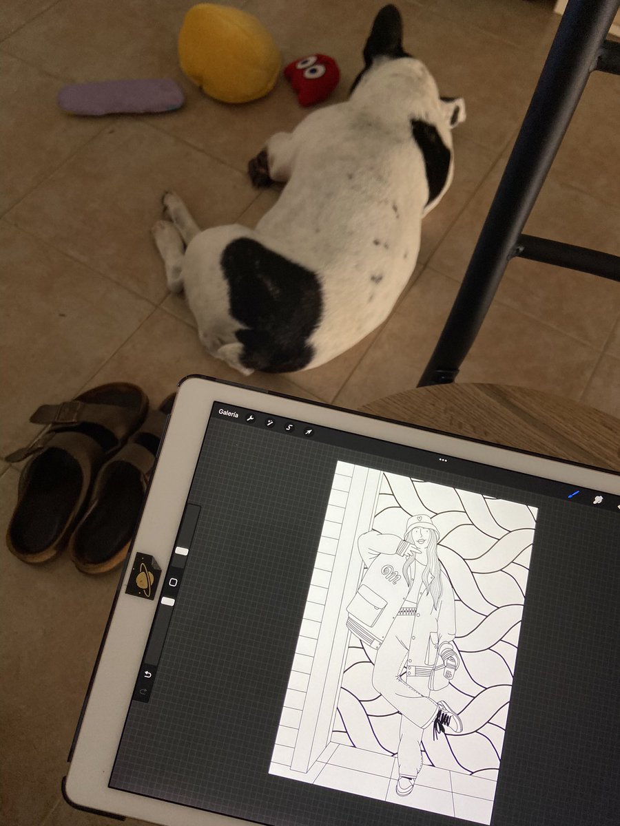 GM fam ☕️ Starting my morning a little late. Right now I am about to star putting some color 🤞🏻 Manuela (my hairy friend) always by my side! 🐶 ♥️