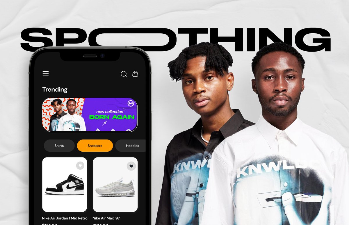 MajeekDaniel's tweet photo. I worked on a design concept for a pop-culture retail brand (@SpothingHQ).

One of the key features is the ability to snap/upload to scan for the names and availability of branded merch you see on social media or anywhere. 

Check out my mini case study: https://t.co/jCdQBLpr70 https://t.co/sUgelAGSfH