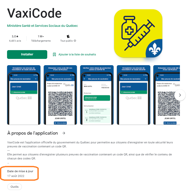 LesEclaireursQC's tweet photo. Retour du #PasseportVaccinal après l'élection?
Probablement, car l'application #VaxiCode du gouv. du Québec a été mise à jour le 17 août. 
#DehorsLaCAQ #JeMeSouviens #50raisons #polqc https://t.co/2Vl1lXqMfS