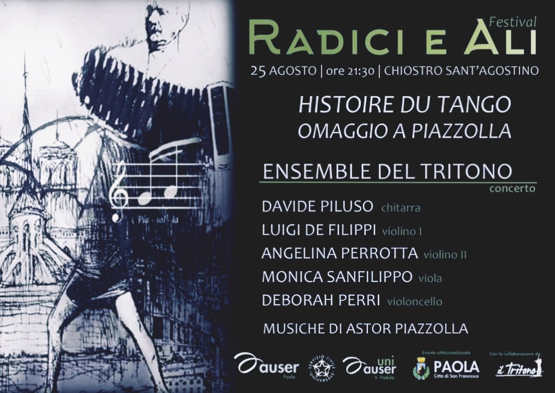 Questa sera, Tritono Ensemble, musiche di Astor Piazzolla #concerti #piazzolla #paola #estate #tritinoensemble #Calabria