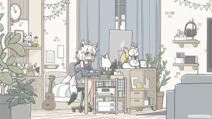 白上フブキさんのCREATION歌ってみた動画のイラストを担当致しましたかわいい声と曲に似合うよう丁寧にかわいい部屋を描いたので是非たくさん観て聴いてください〜 