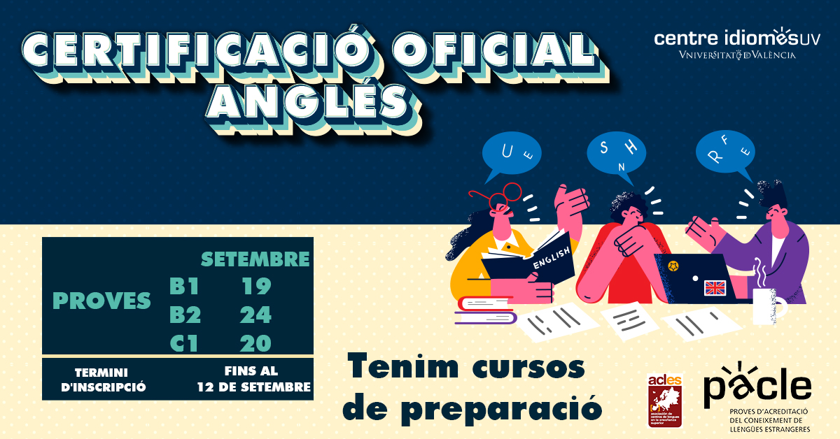 centreidiomes's tweet photo. Si t'interessa obtindre una CERTIFICACIร OFICIAL D'ANGLรS el @centreidiomes รฉs el teu lloc. Al setembre comencen les proves #PACLE! A quรจ estร s esperant?
โ๏ธINSCRIPCIONS: https://t.co/8GUsh6N4Tl
โน๏ธ INFO PROVES: https://t.co/BL9GPoD8NG https://t.co/JHYQdhPuMy
