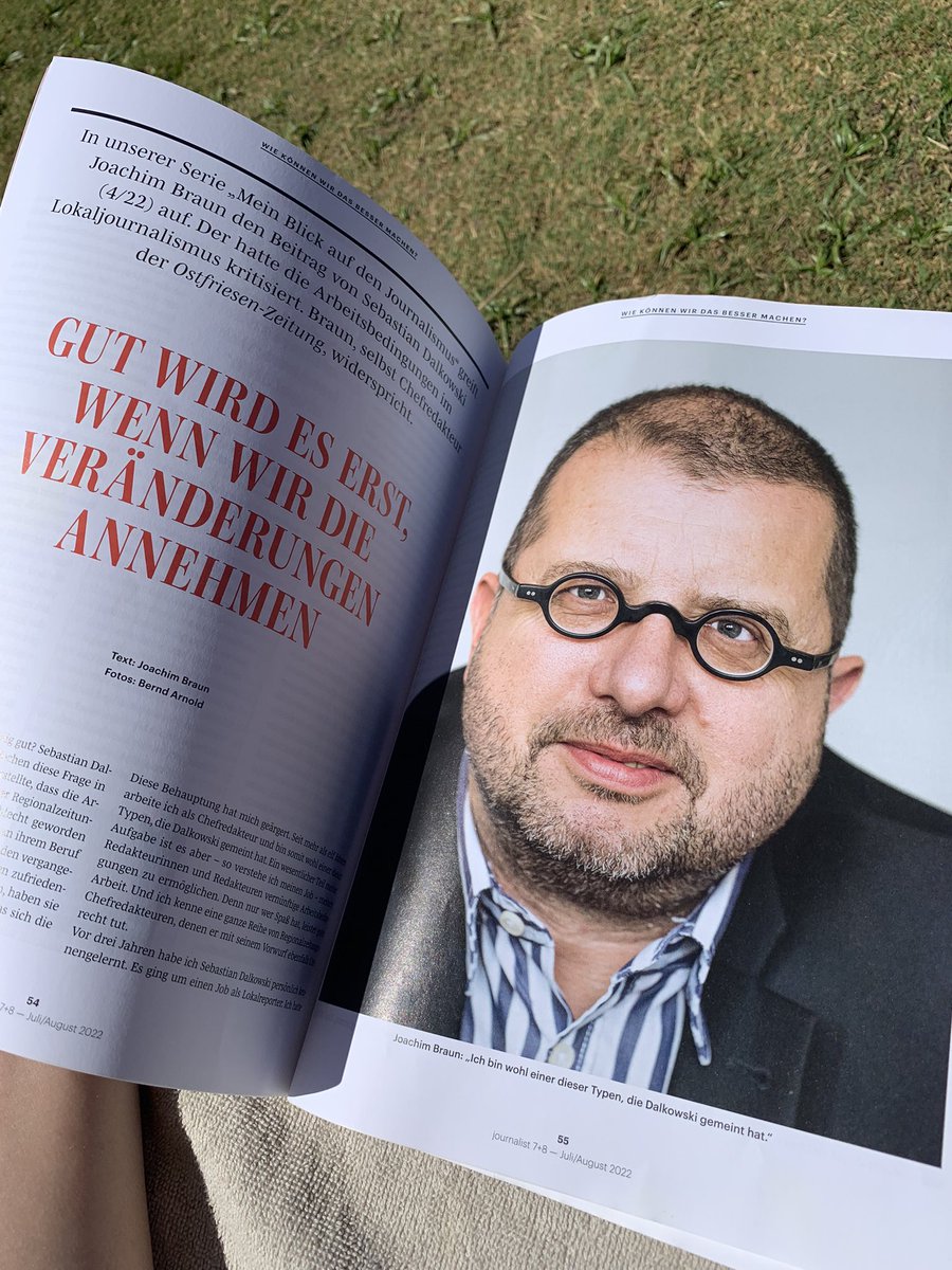 Ich finde es immer wieder wertvoll, wenn ich meine Gedanken in Texten anderer wiederfinde. 

Gerade passiert in „Mein Blick auf den Journalismus“ in der aktuellen <a href="/journ_online/">journalist</a> von <a href="/JBraun1965/">Joachim Braun</a>.

Meine liebsten Textstellen👇🏼