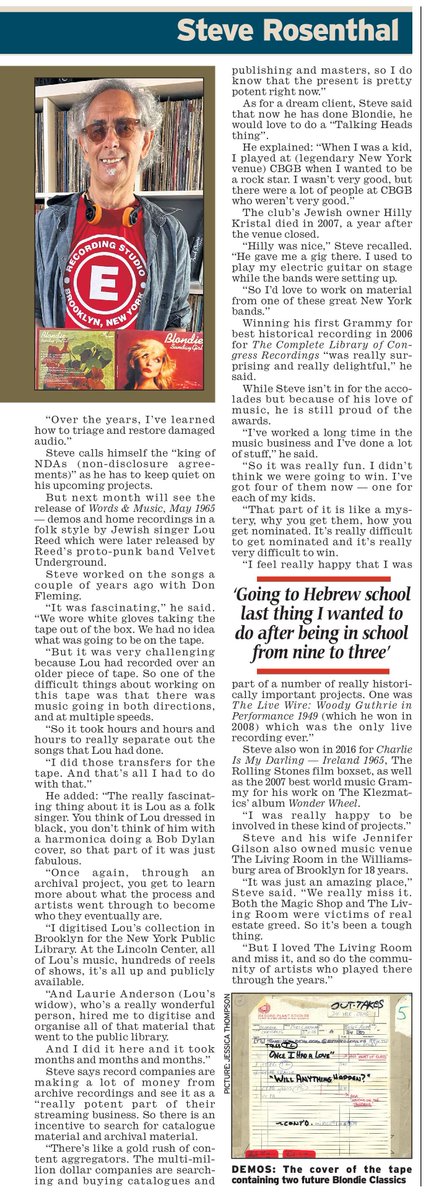 Mike12767's tweet photo. My interview with Steve Rosenthal of @TheMagicShop_ny about the new @BlondieOfficial boxset (released tomorrow) with mention of @LouReed  in the @JewishTelegraph https://t.co/USttTMkDh7