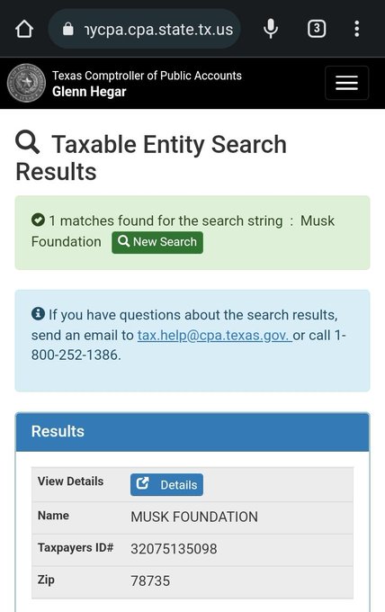 starting to see a pattern here, why Musk Foundation ? https://t.co/zQOpnSOoM0
