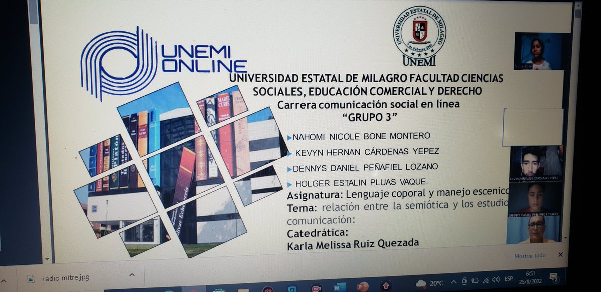 nahomi_nbone's tweet photo. Realizamos una exposición sobre un tema muy interesante la SEMIÓTICA, en la materia de Lenguaje corporal y manejo escénico, relizamos presentaciones creativas y tener mucho mas conocimiento cada día en cada clase y tarea.
#creativo #comuncacion #UNEMI https://t.co/UZrdh29fJE